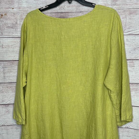 Bryn Walker Green Lagen Look Cottage Core Coastal 100% Linen Dress Size Large - Picture 10 of 10